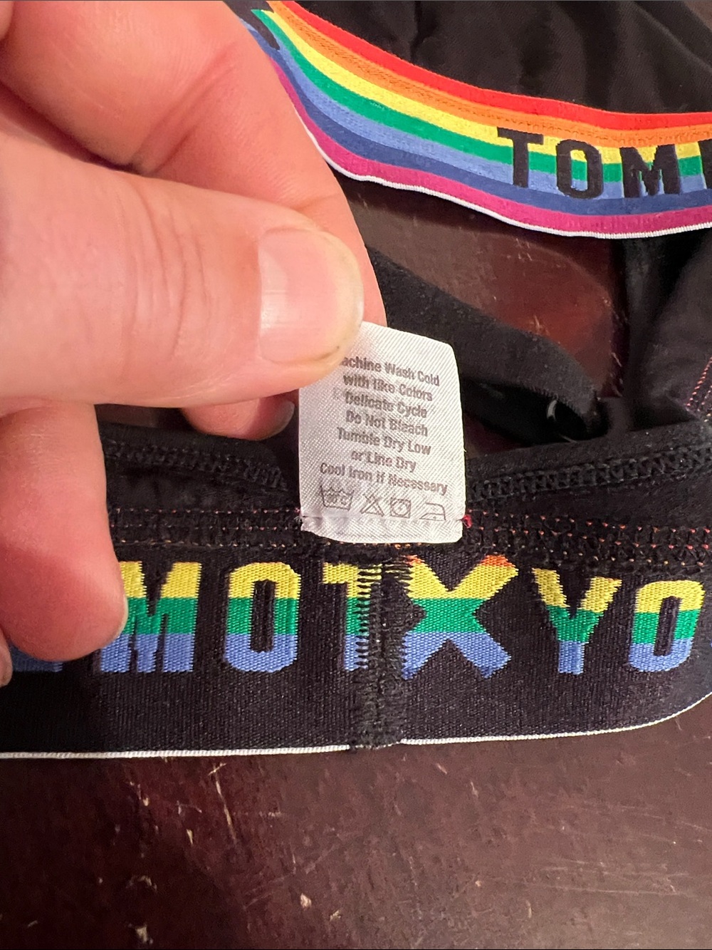 TomboyX Cross Strap Bralette in Black With Pride Strap, Size XL - Picture 7 of 10